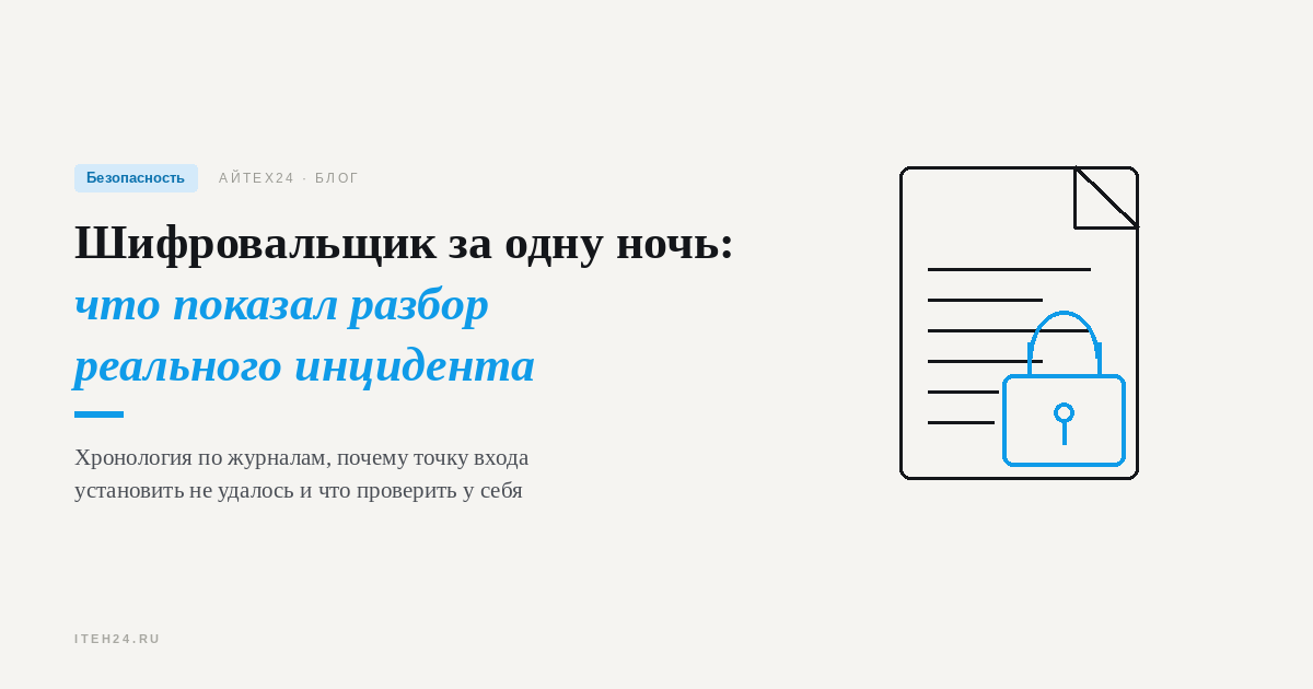 Шифровальщик за одну ночь: разбор реального инцидента
